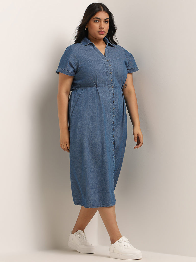 Womens Sexy Button-Up Casual Denim Geometric Print Plus Size Spring Summer  Dress | eBay